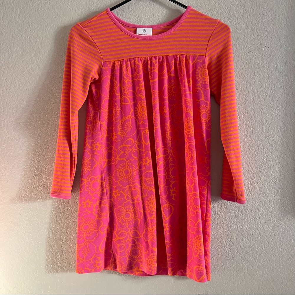 Hanna Andersson girls long sleeve floral print dress size 8